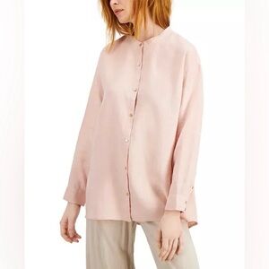 Eileen Fisher Mandarin Collar Linen Shirt
Button Down Size XL Peach